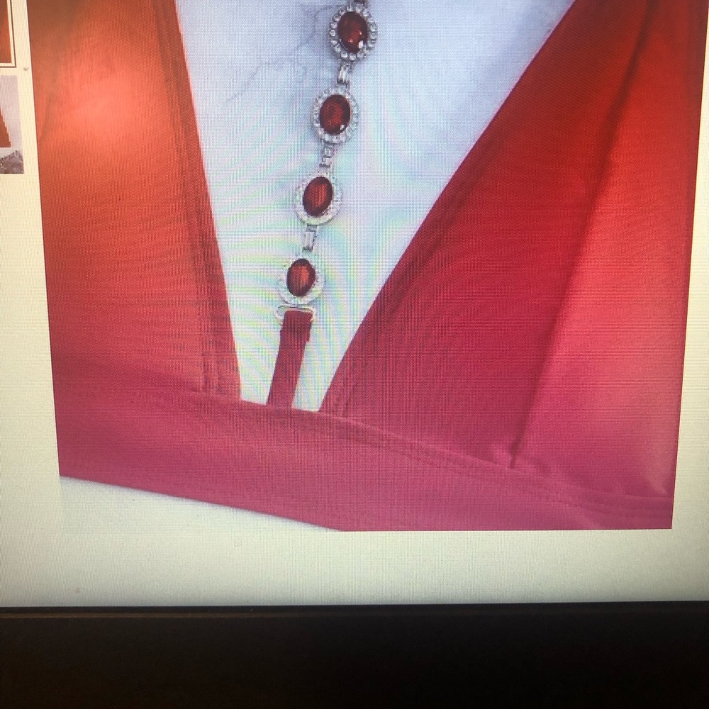 Gem Detail Tied Backless Bikini Top Chain Link Bikini Bottom (Red) Size Medium - Picture 4 of 12